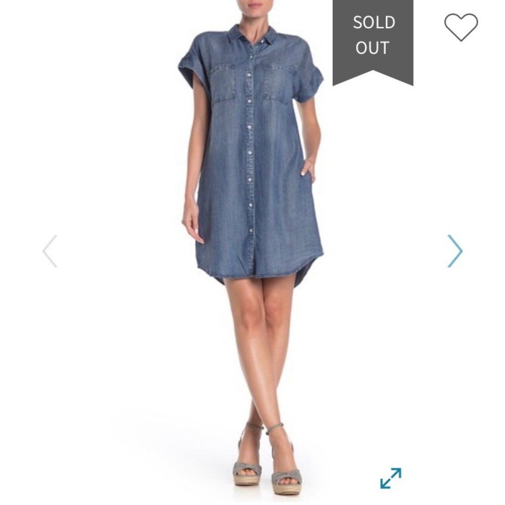 Denim Shirt Dress with Buttons - Size S